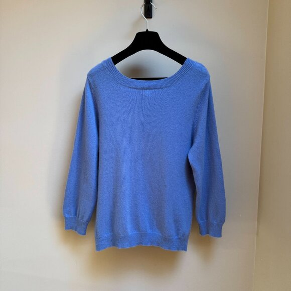 Garnet Hill 3/4 Sleeve Scoop Neck Cashmere Sweater - Picture 5 of 7